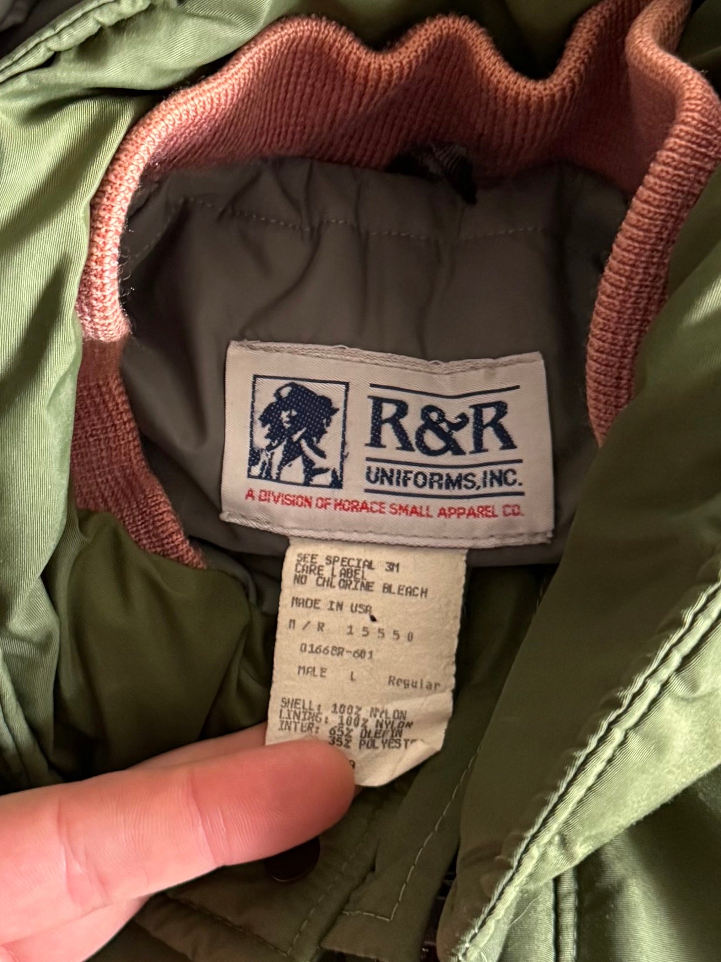 Vintage R&R Green Removable Hood Military Jacket- L