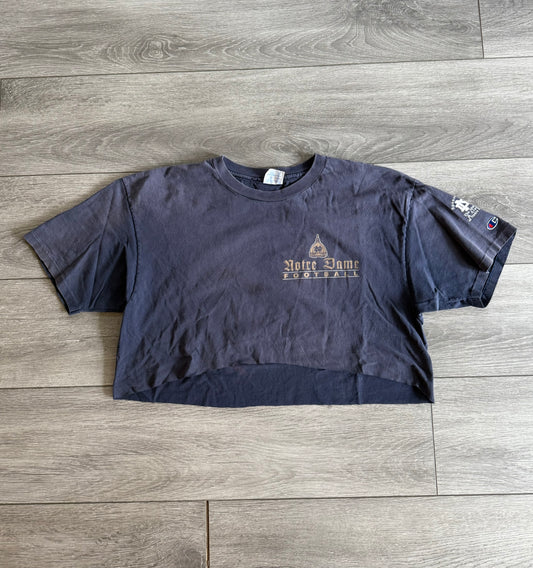 Vintage Champion Notre Dame Football Faded Cropped T-Shirt- XL