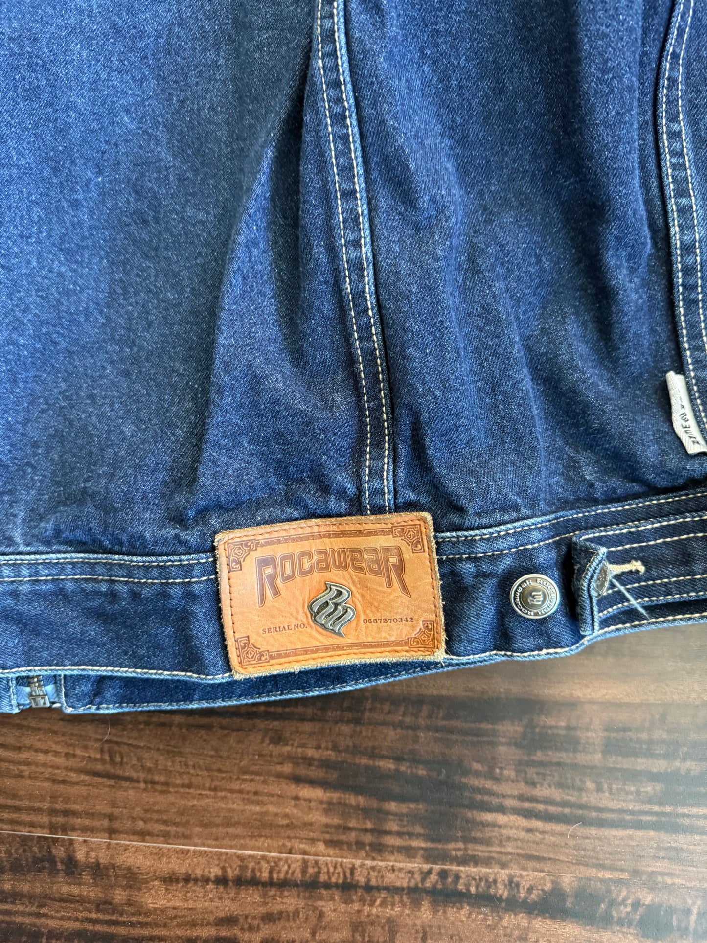 Vintage Rocawear Zip-Up Dark Wash Denim Trucker Jacket- XXL