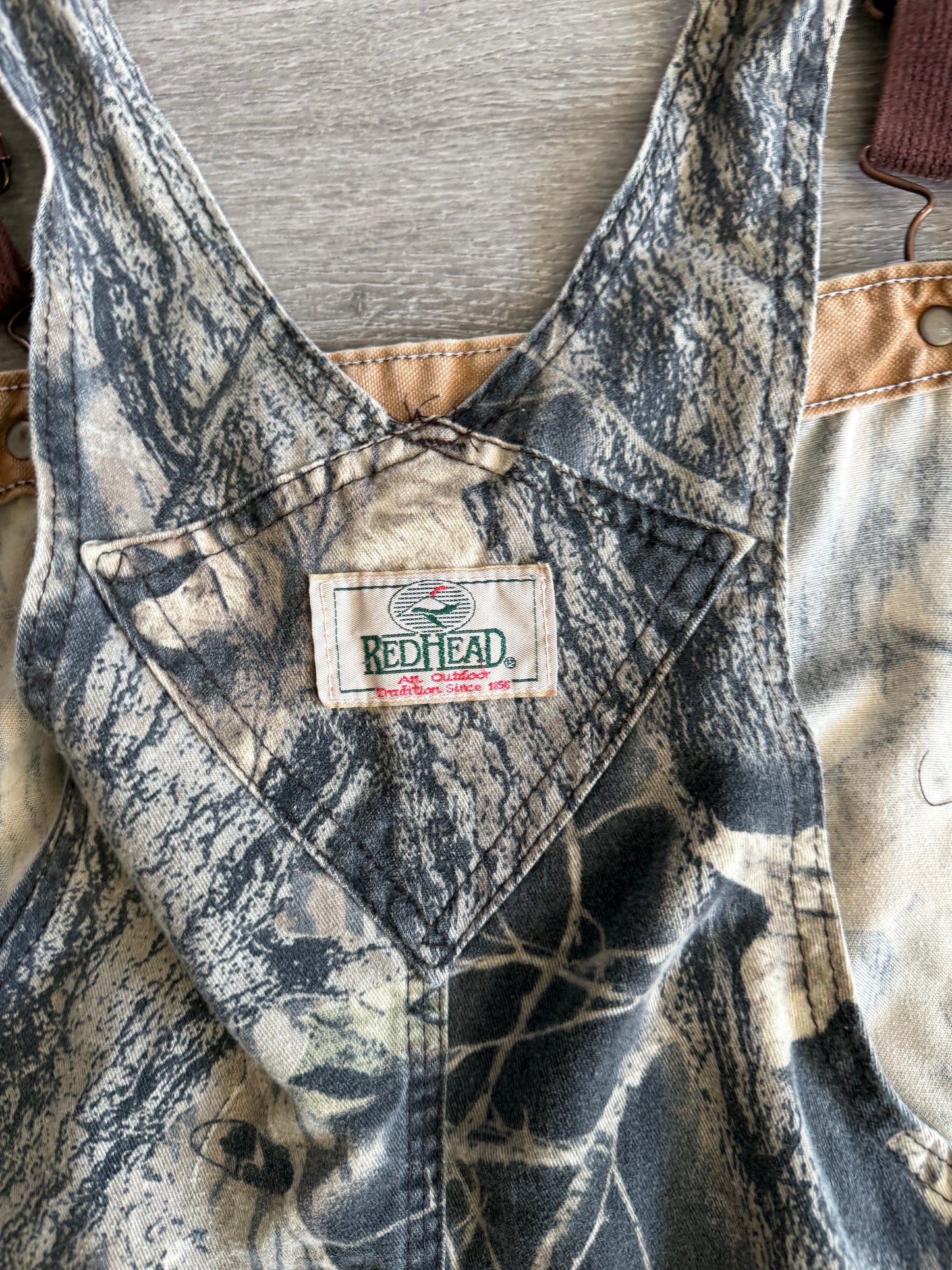 Vintage Red Head Real Tree Camouflage Overalls- 38x30