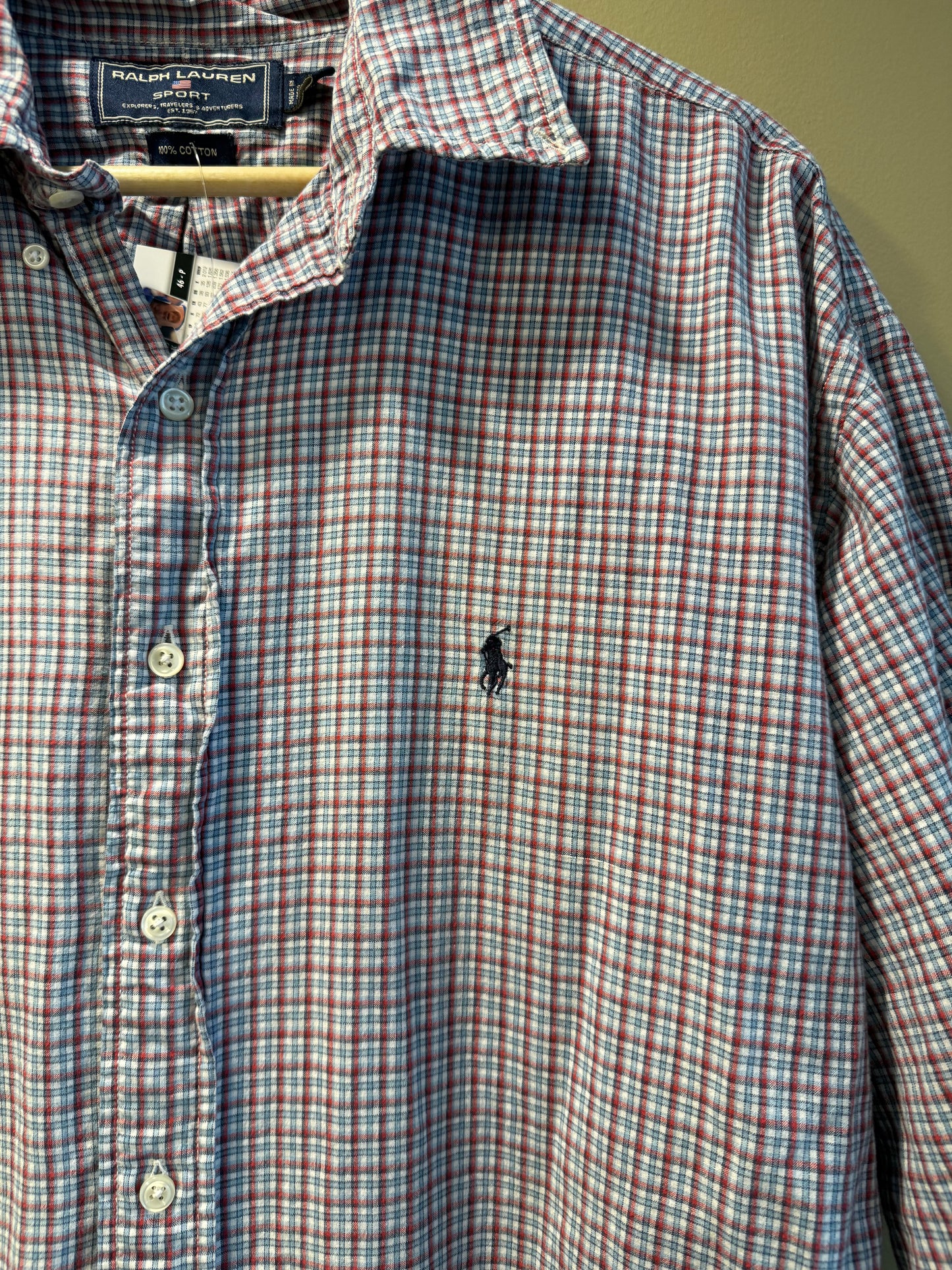 Vintage Polo Sport Ralph Lauren Checkered Button-Up Shirt- XXL
