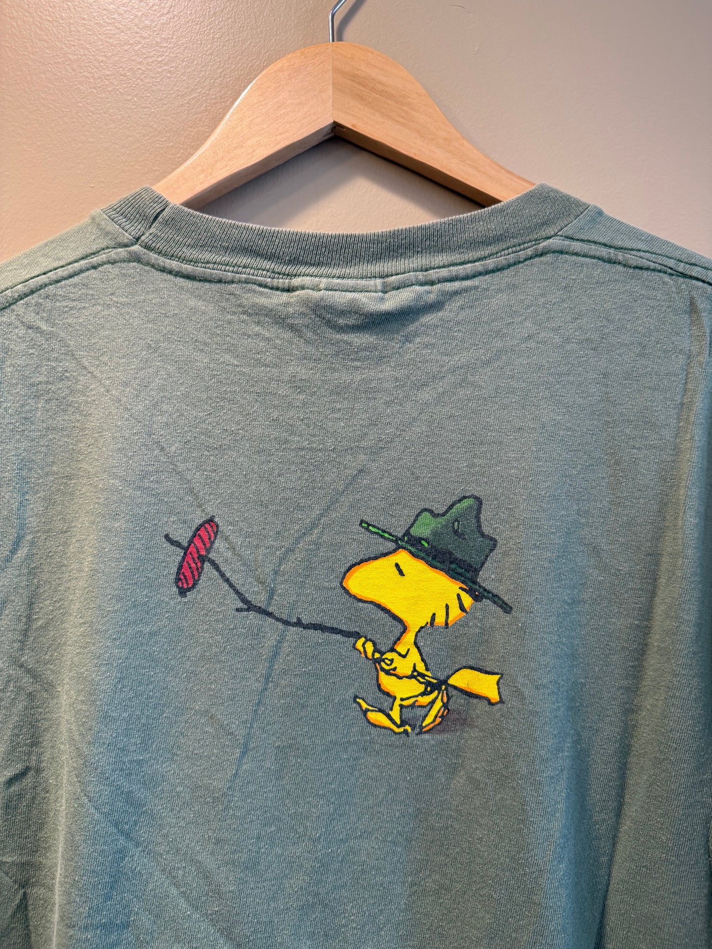 Vintage Peanuts Woodstock Happy Camper Green T-Shirt- L/XL