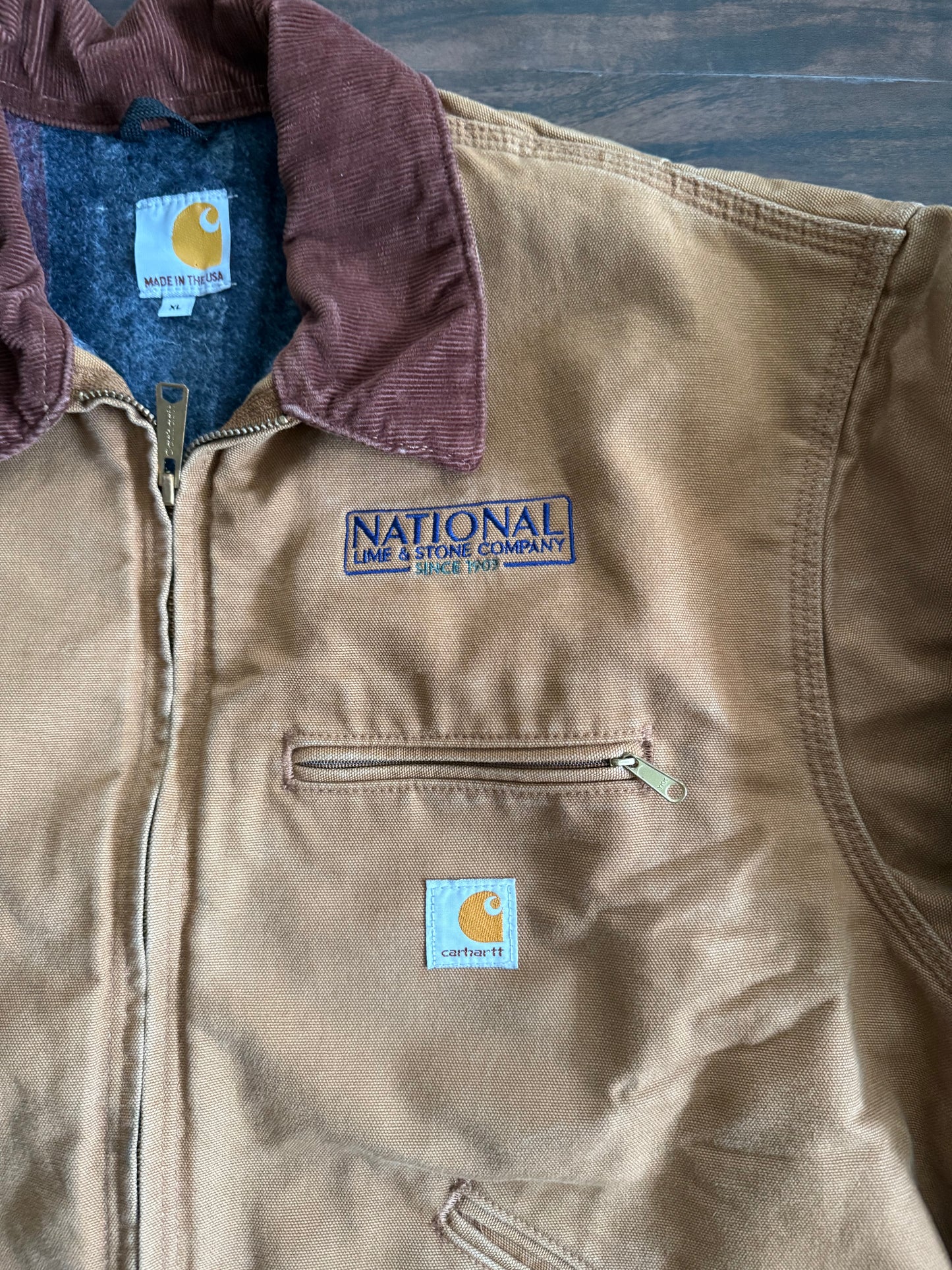 Vintage Carhartt J001 BRN Embroidered Detroit Jacket- XL