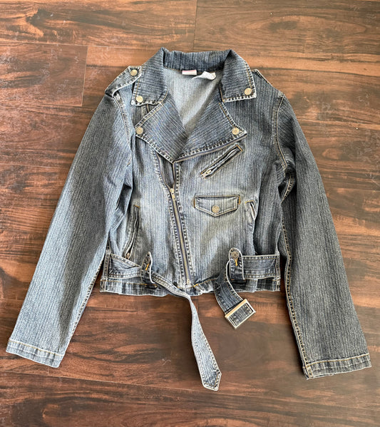 Vintage No Boundaries Denim Biker Jacket- M/L