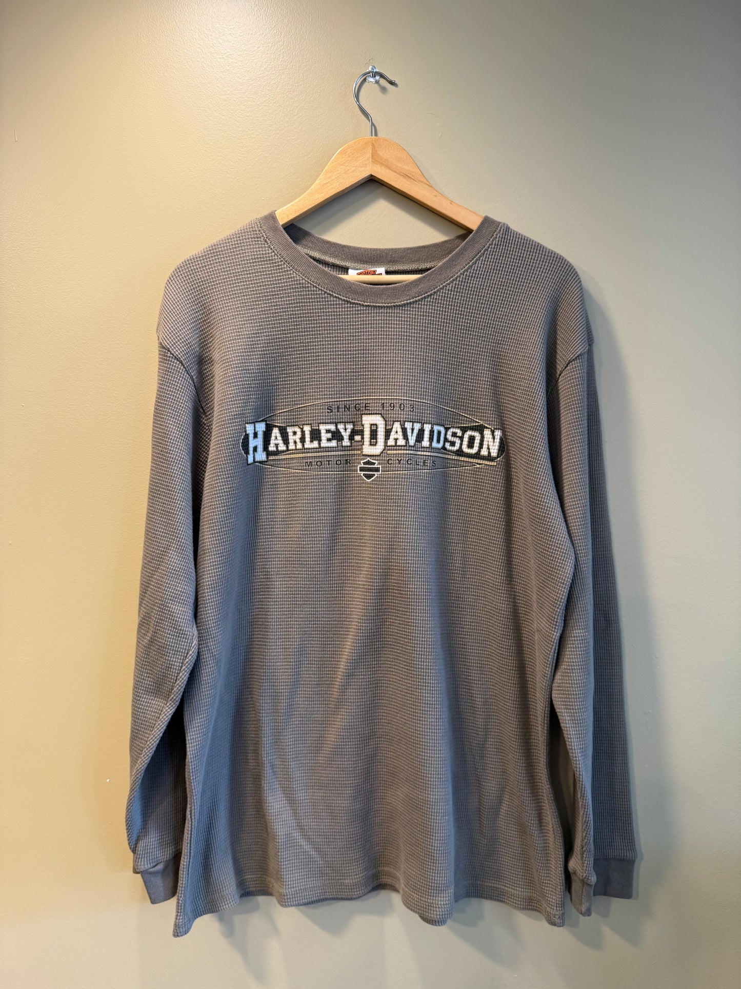 Vintage Harley Davidson Olive Green Thermal Shirt- XL