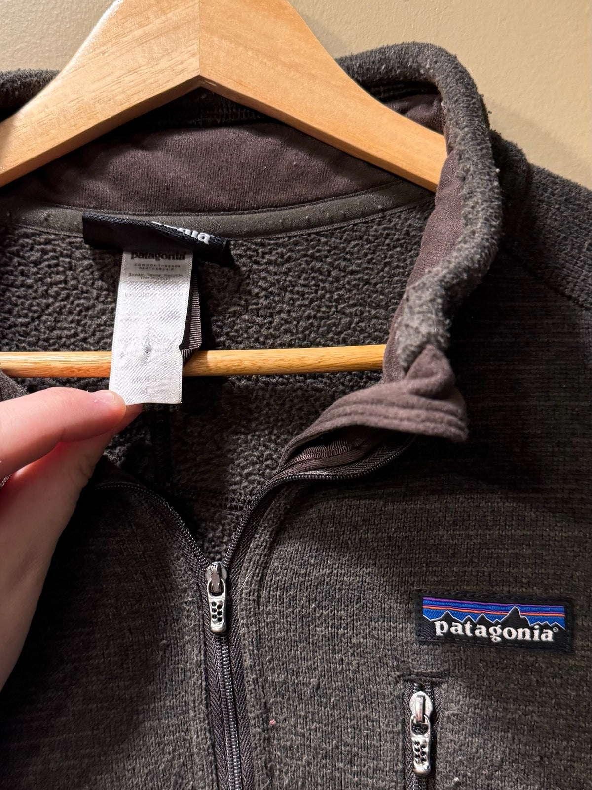 Vintage Patagonia Brown Quarter-Zip Fleece-Lined Pullover - M