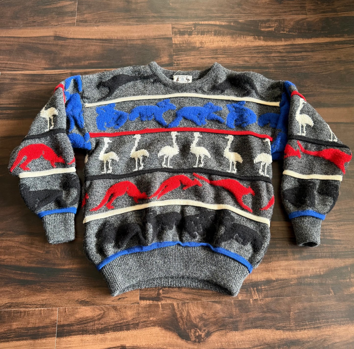 Vintage Australia Nature 3D Knit Animals Wool Sweater- S