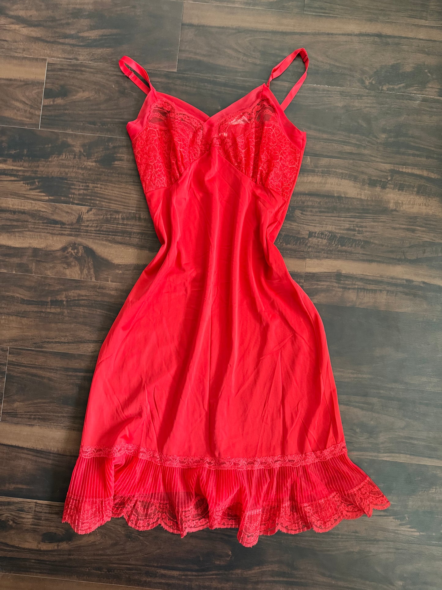 Vintage Red Lace Slip Dress- M