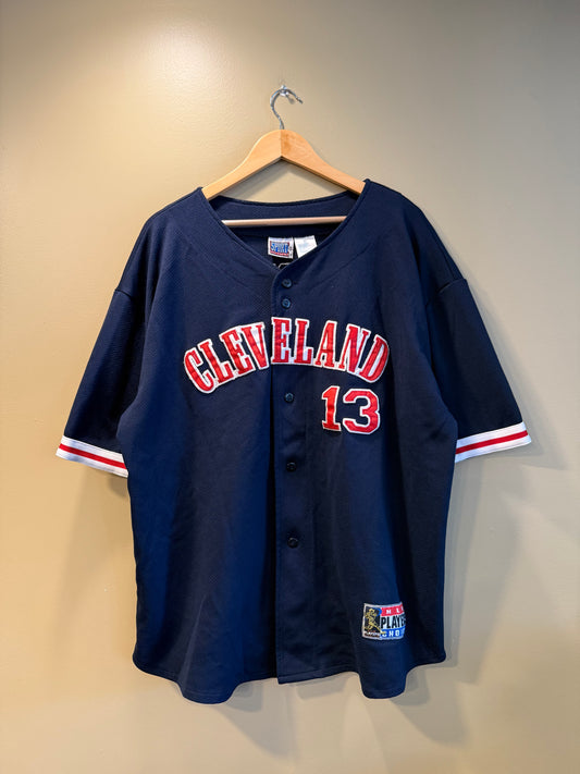 Vintage Cleveland Indians Omar Vizquel Navy Blue MLB Jersey- XL