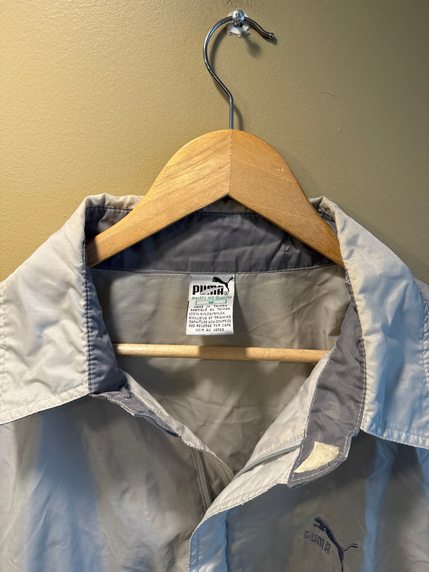 Vintage Puma Gray Zip-Up Windbreaker- M