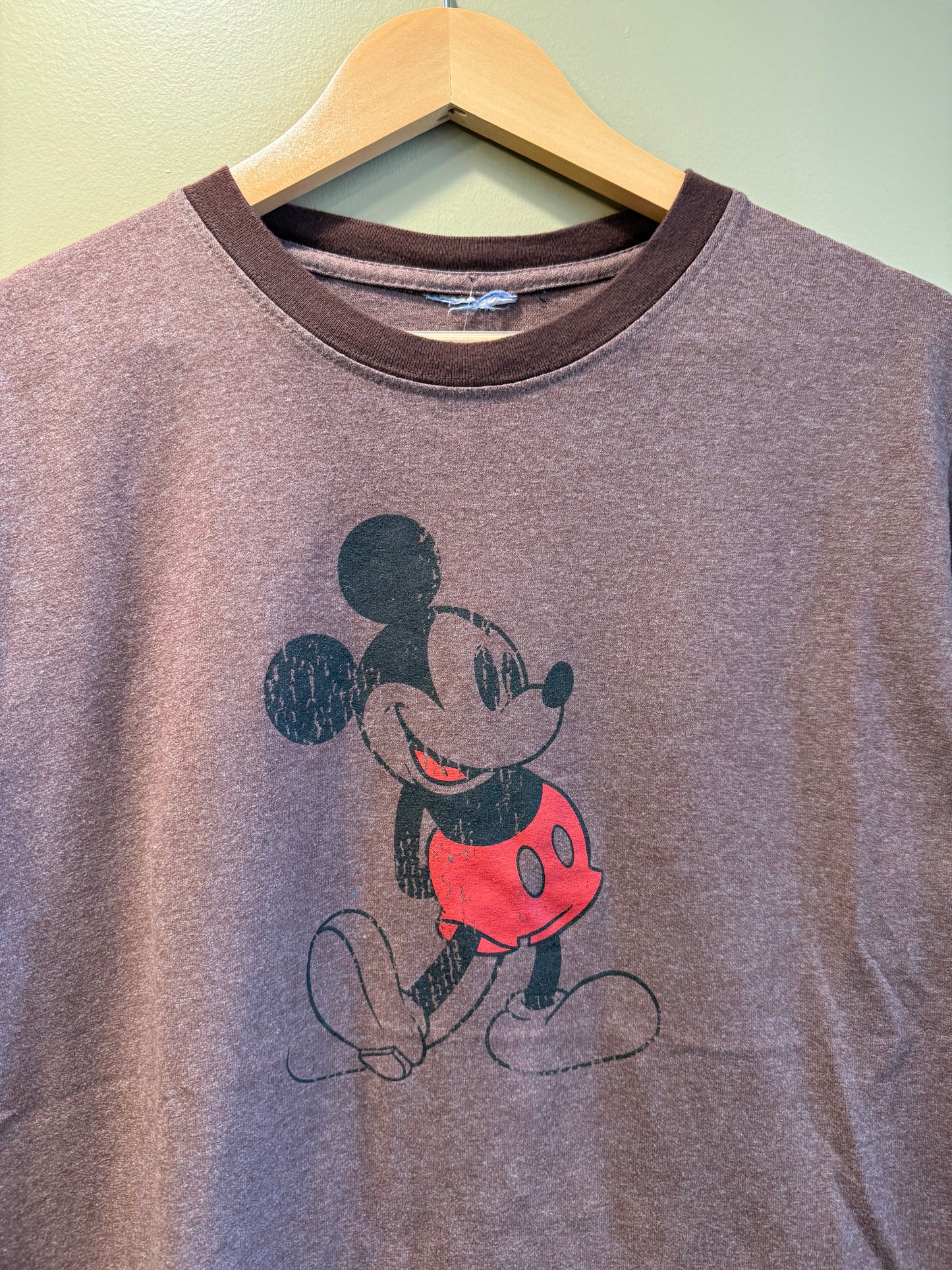 Vintage Disney Mickey Mouse Brown Ringer T-Shirt- M