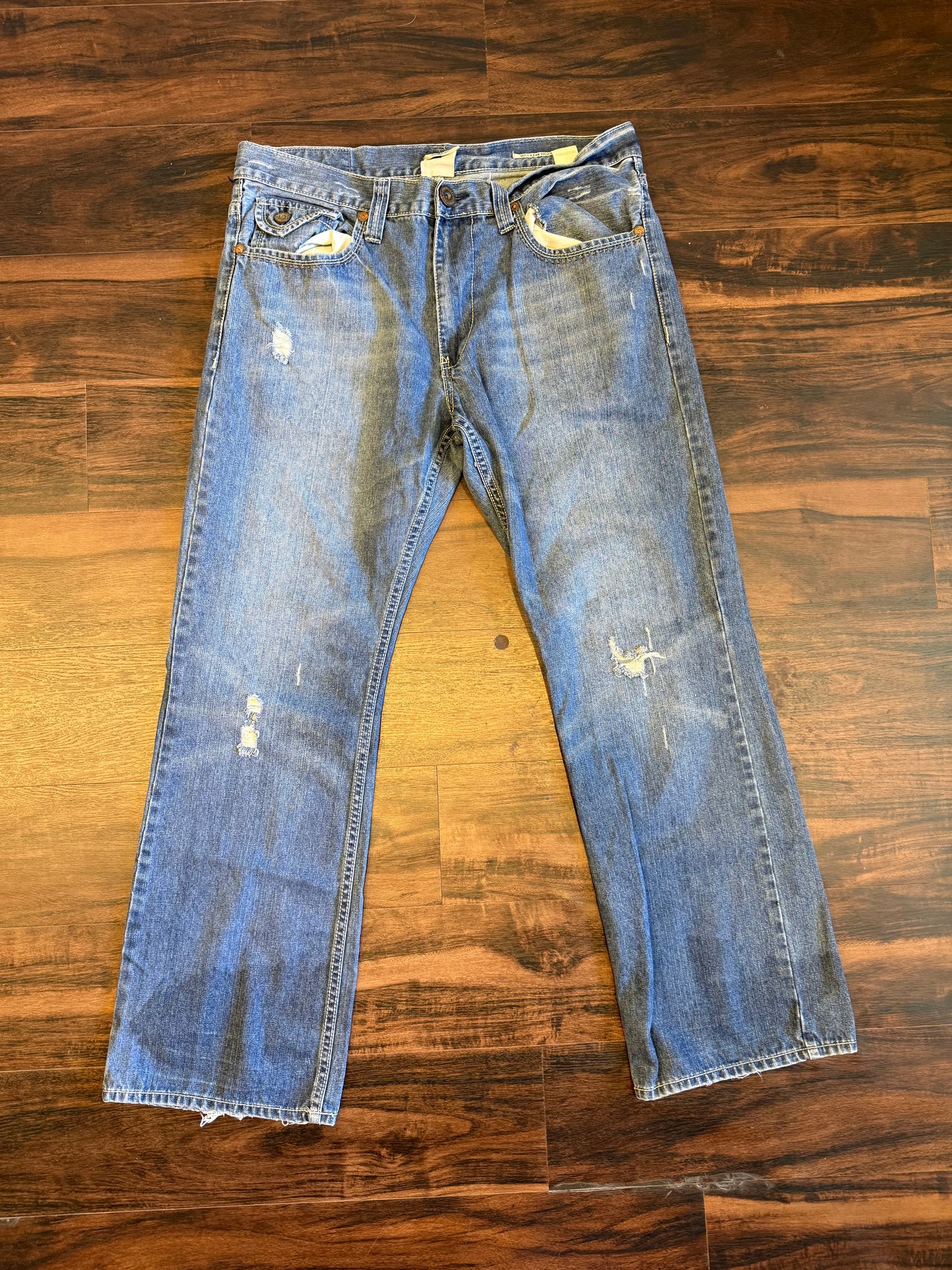 Vintage Hollywood Streetwear Boot Cut Distressed Jeans- 36x32