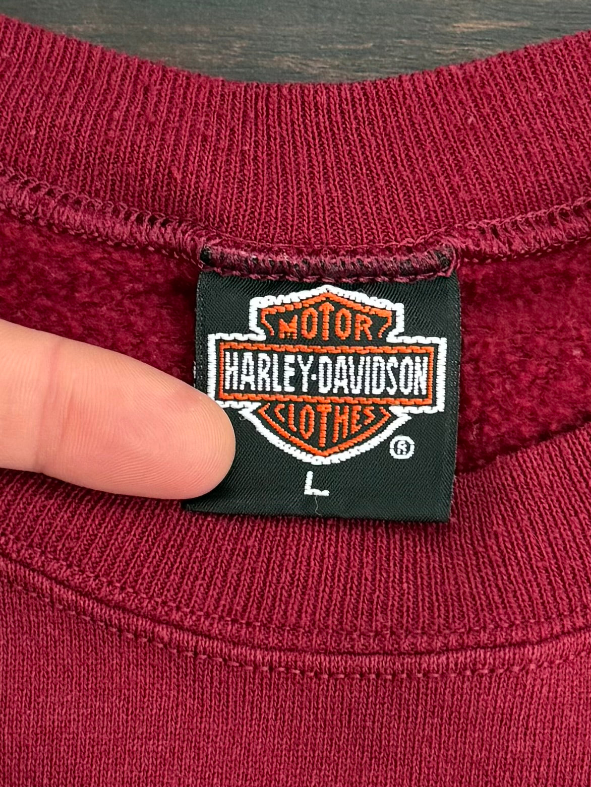 Vintage Harley Davidson USA Embroidered Maroon Crewneck Sweatshirt- L