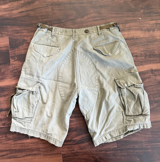 Vintage Green Military Surplus Style Cargo Shorts- 32