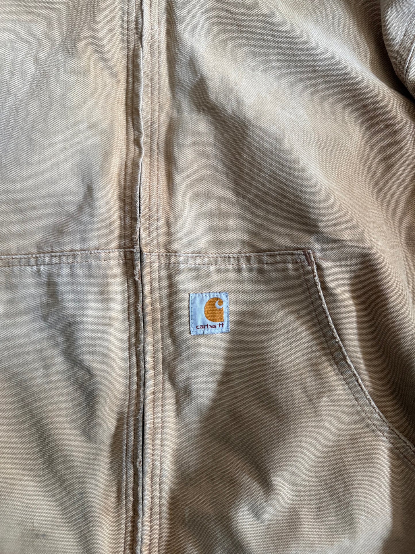 Vintage Carhartt Made In USA Hooded Tan Jacket- L