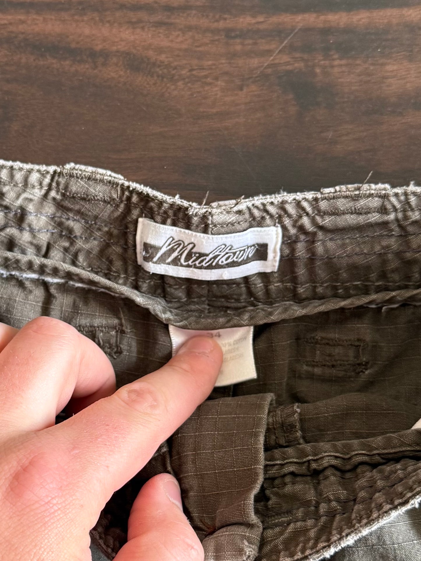 Vintage Midtown Dark Gray Cargo Shorts- 34