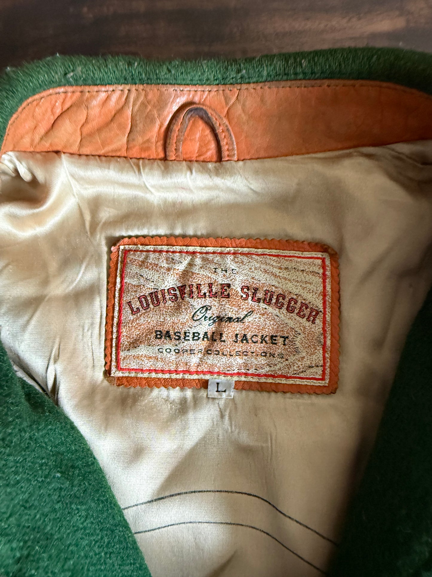 Vintage Louisville Slugger Leather & Wool Baseball Varsity Jacket- L
