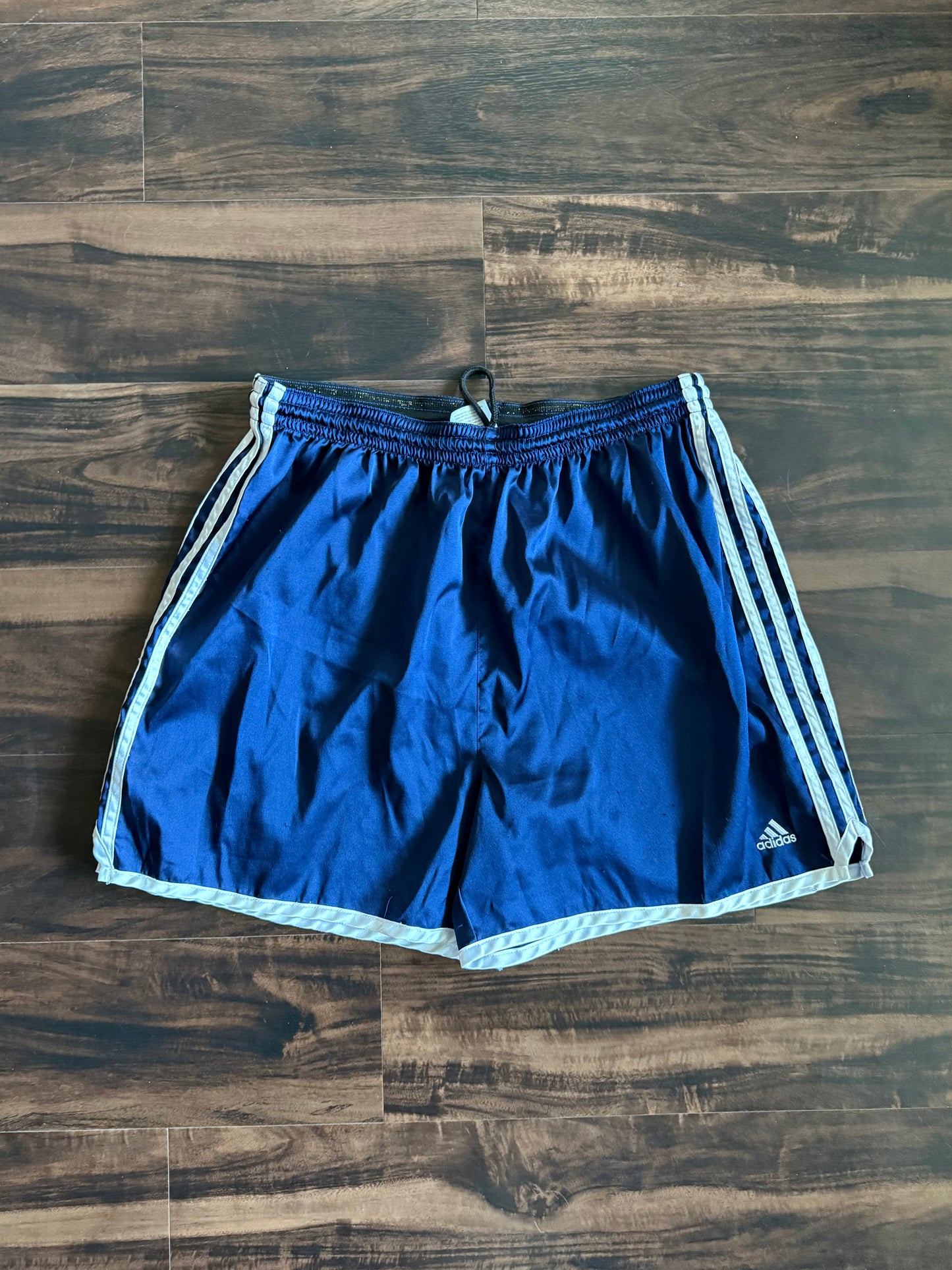 Vintage Adidas Blue Striped Athletic Shorts- L