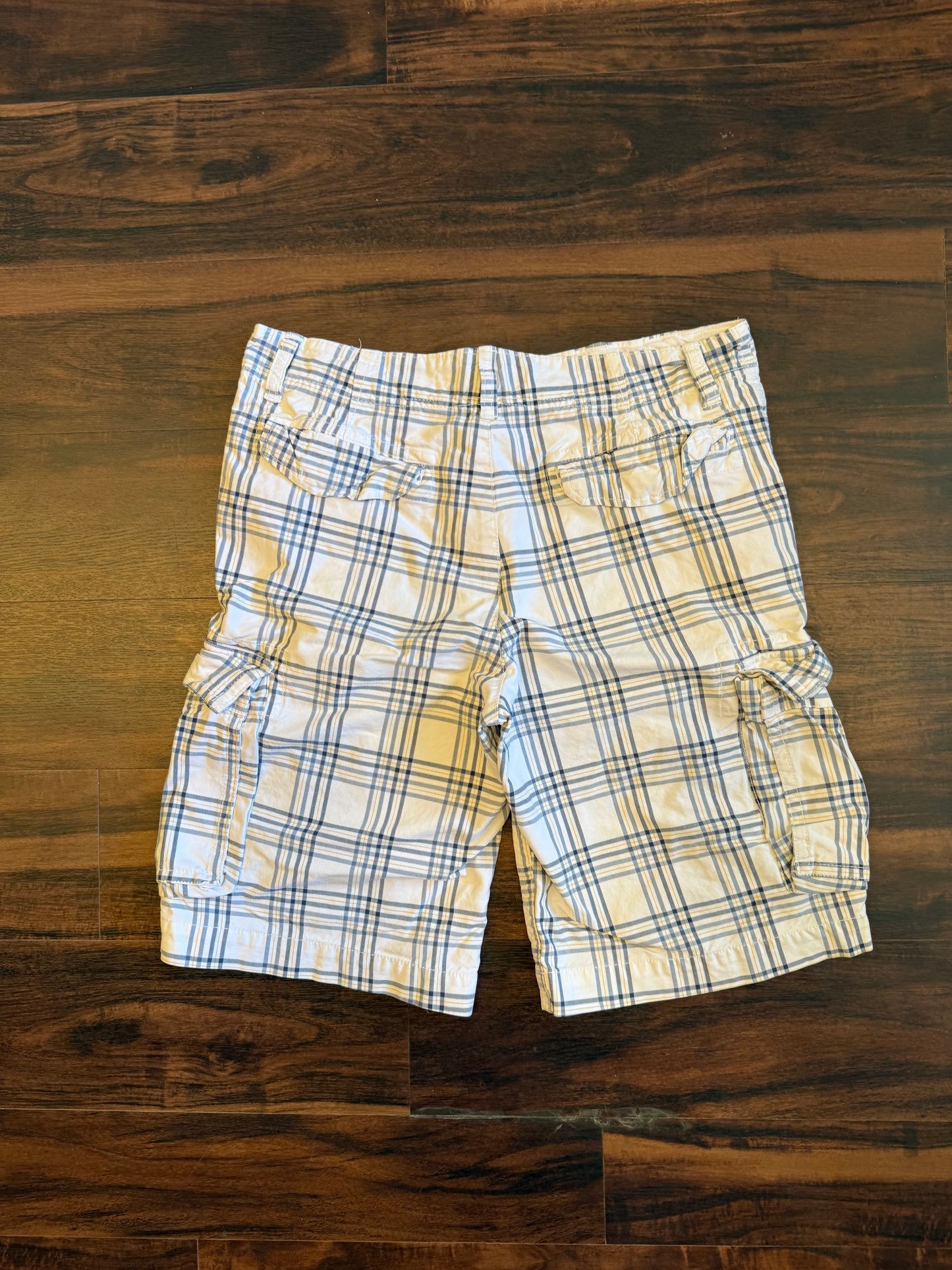 Vintage Old Navy White Checkered Cargo Shorts- 34