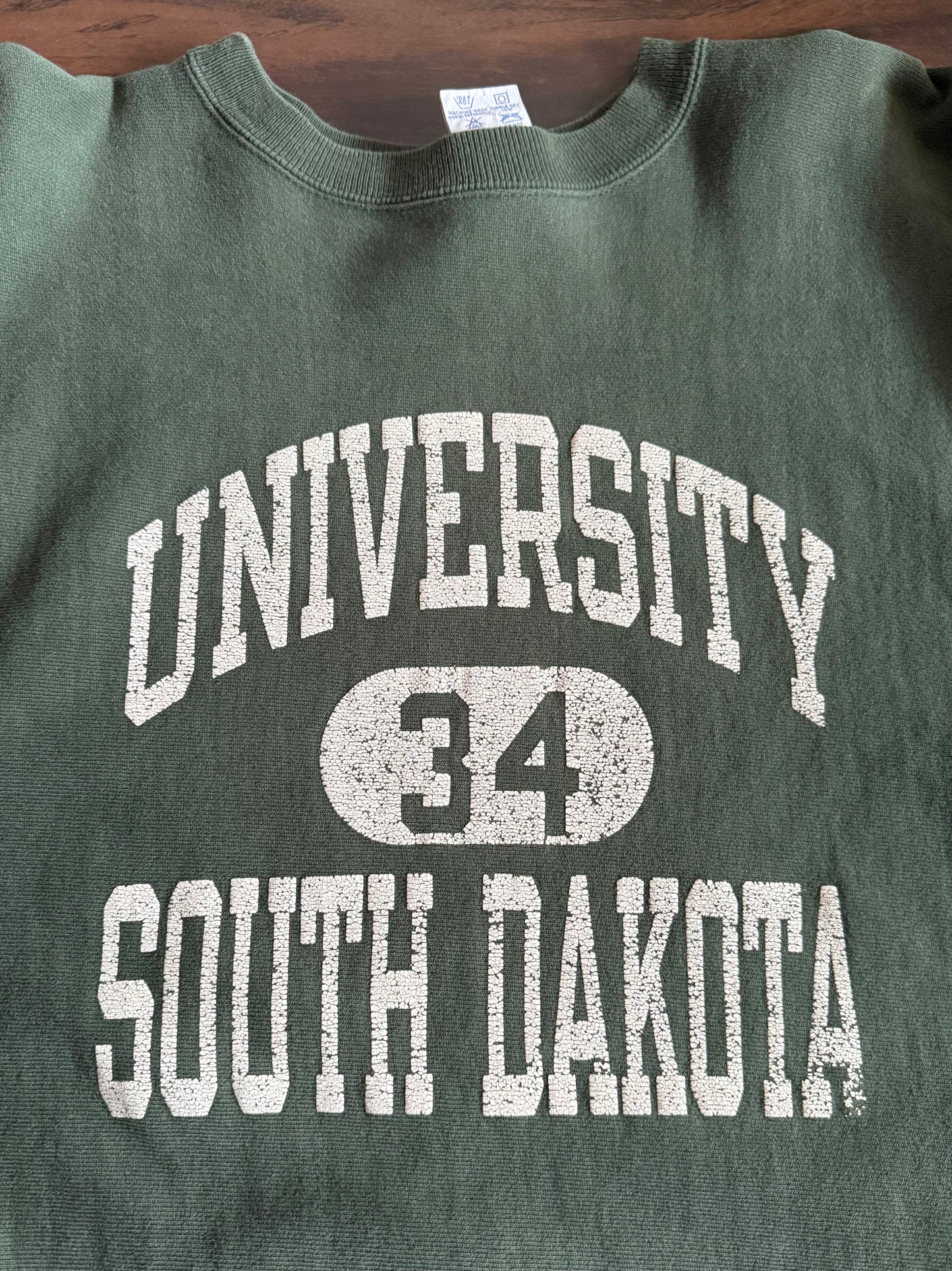 Vintage Champion Reverse Weave University of South Dakota Green Crewneck Sweatshirt- L