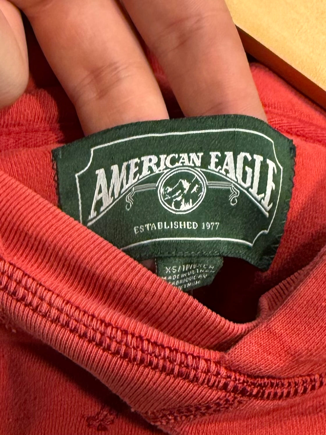 Vintage Y2K American Eagle Red Boxy Hoodie Sweatshirt- M