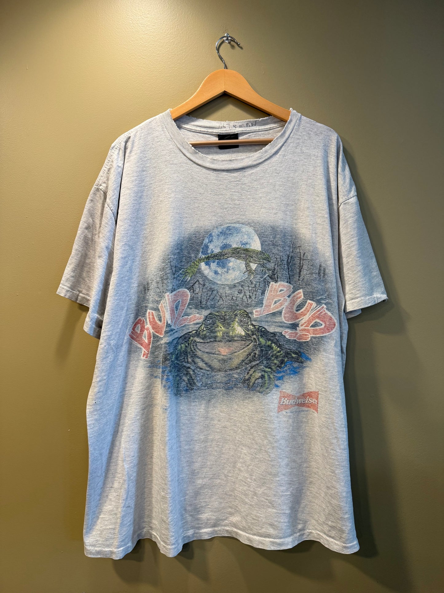 Vintage Budweiser Frogs Faded Gray T-Shirt- XXL
