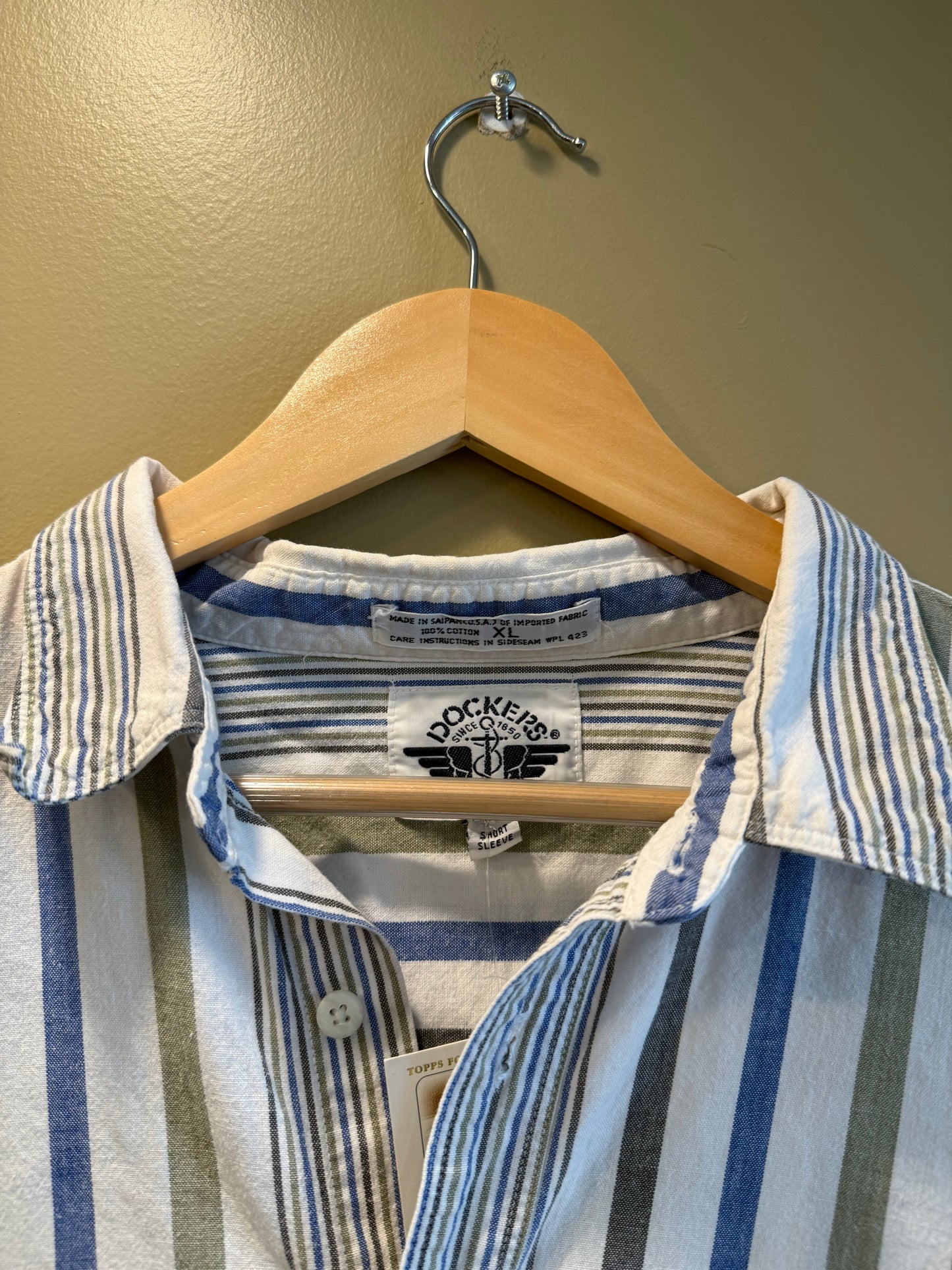 Vintage Dockers Linen Striped Button-Up T-Shirt- XL
