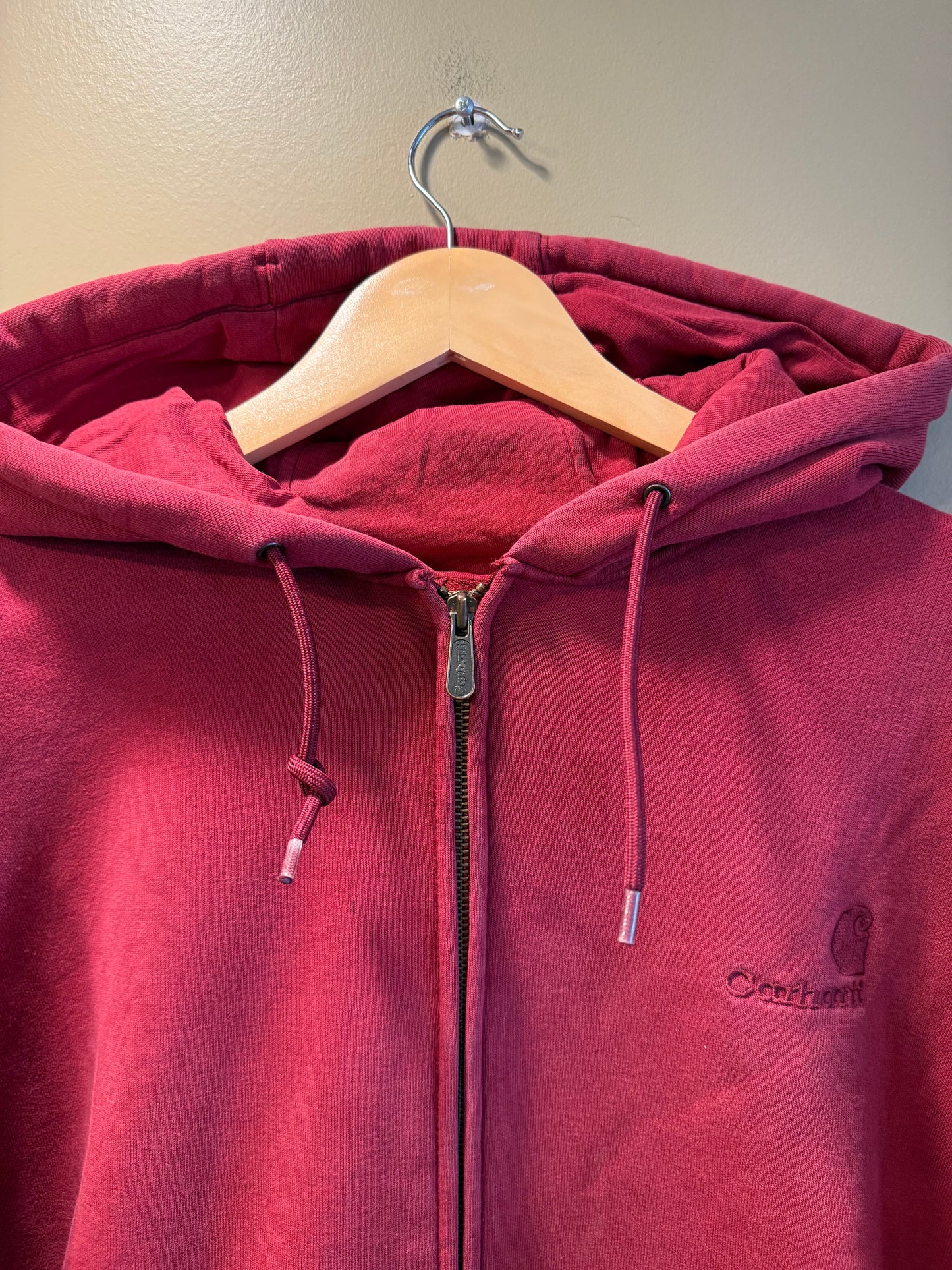 Vintage Carhartt Heavyweight Red Zip-Up Hoodie Sweatshirt- L