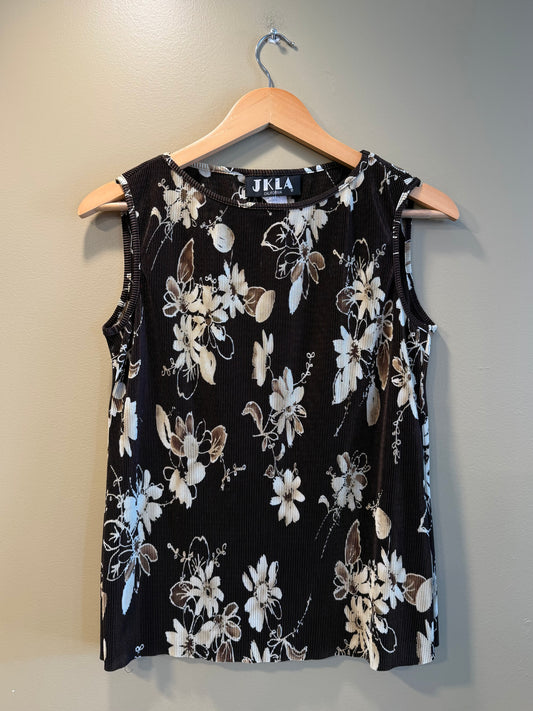 Vintage JKLA Pleated Brown Floral Tank Top- L