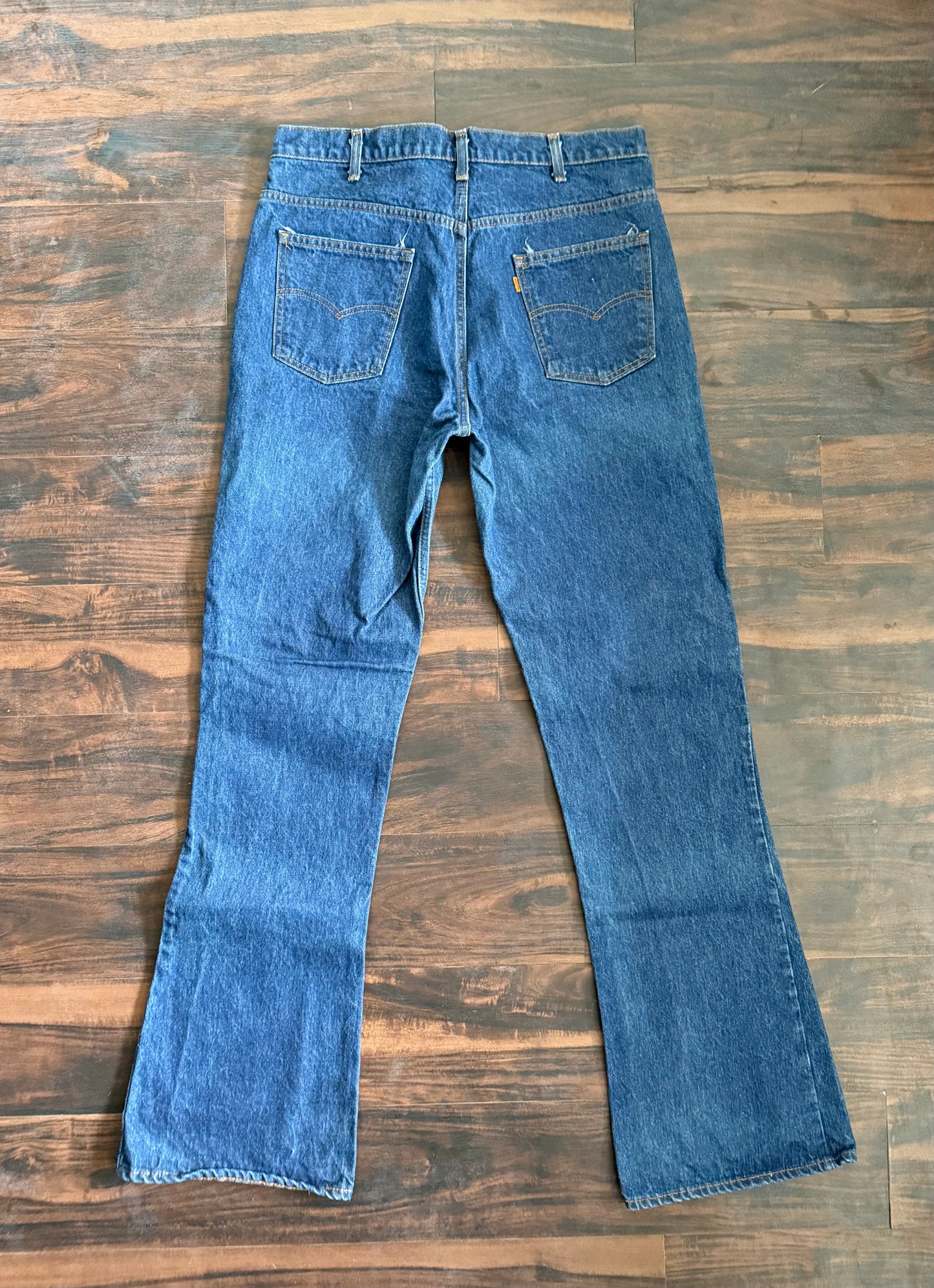 Vintage Levi’s 517 Orange Tab Bell Bottom Dark Wash Boot Cut Denim Jeans- 36x37
