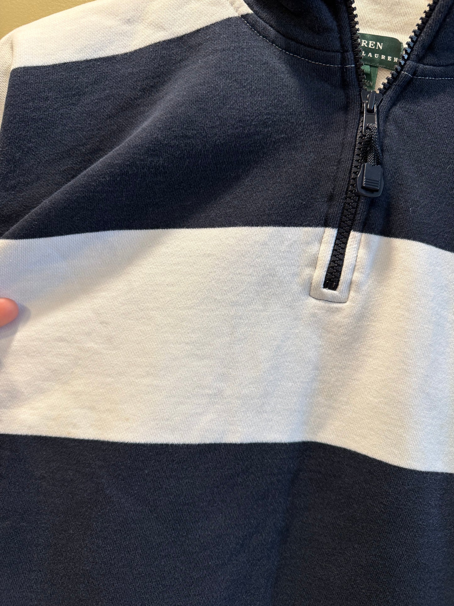 Vintage Lauren Ralph Lauren Striped Collared Sweatshirt- L