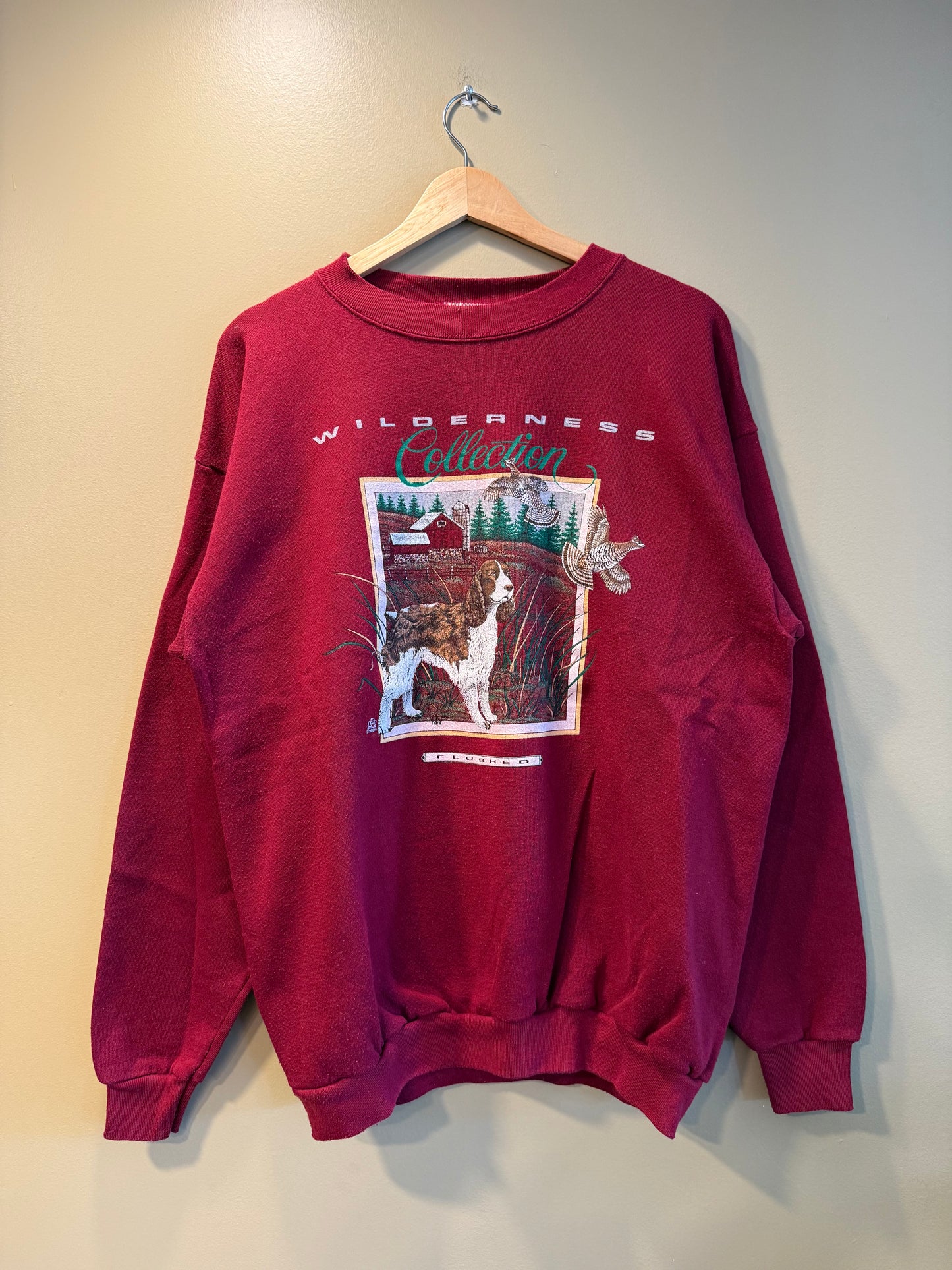 Vintage Wilderness Collection Dog Red Crewneck Sweatshirt- L