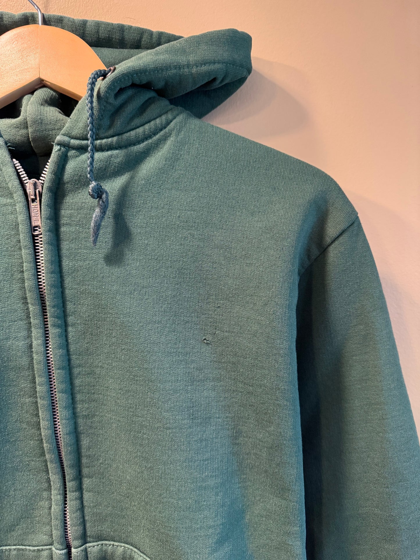Vintage Carhartt Green Thermal-Lined Zip-Up Hoodie Sweatshirt- M
