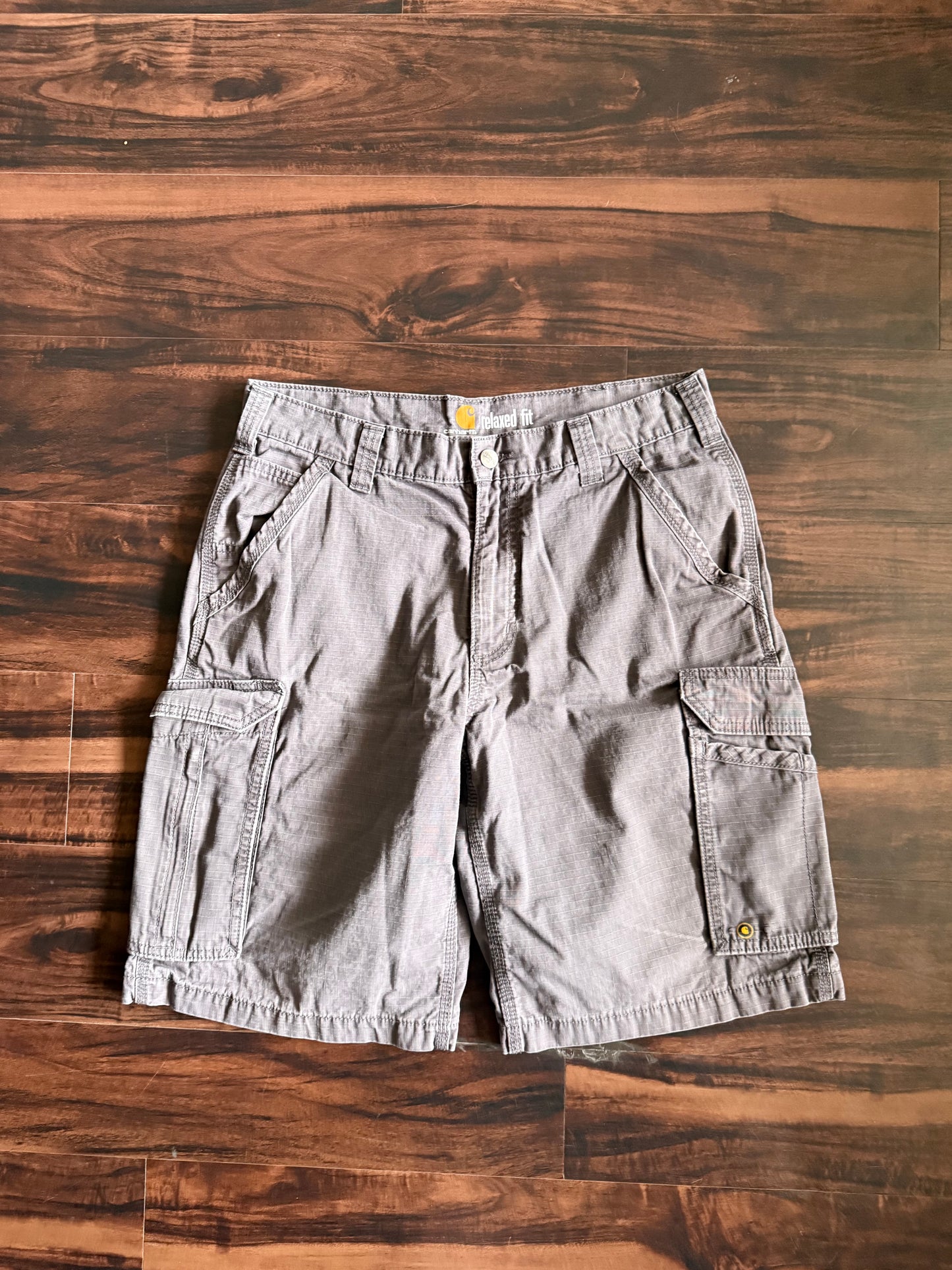 Carhartt Gray Relaxed Fit Cargo Shorts- 32