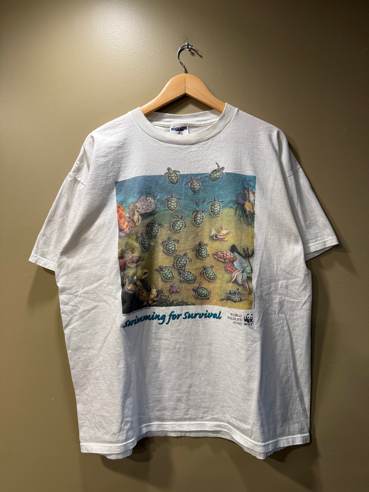 Vintage WWF Sea Turtles Swimming For Survival T-Shirt- XL