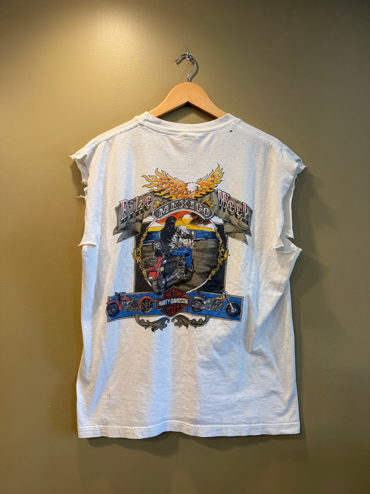 Vintage Harley Davidson Bike Week Mexico Cutoff Tank Top- L
