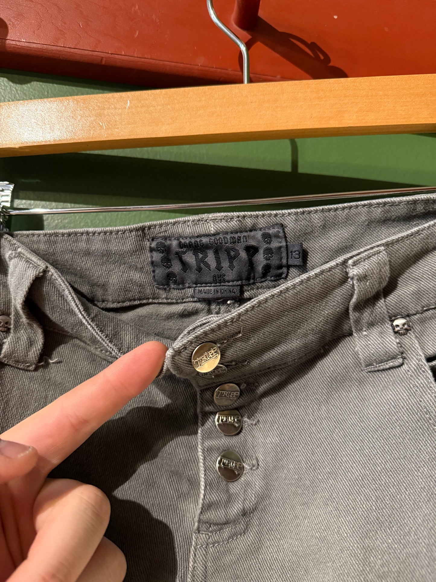 Vintage Tripp NYC Gray Skinny Button Fly Denim Jeans- 34x31