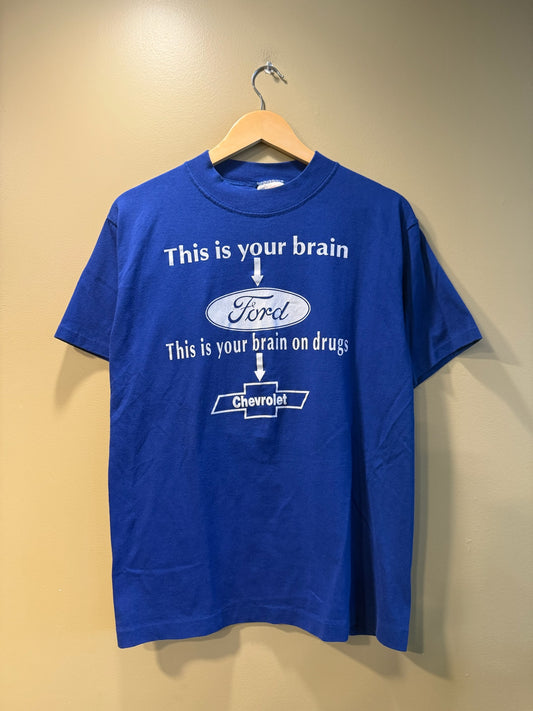 Vintage Ford Chevrolet Brain On Drugs T-Shirt - L