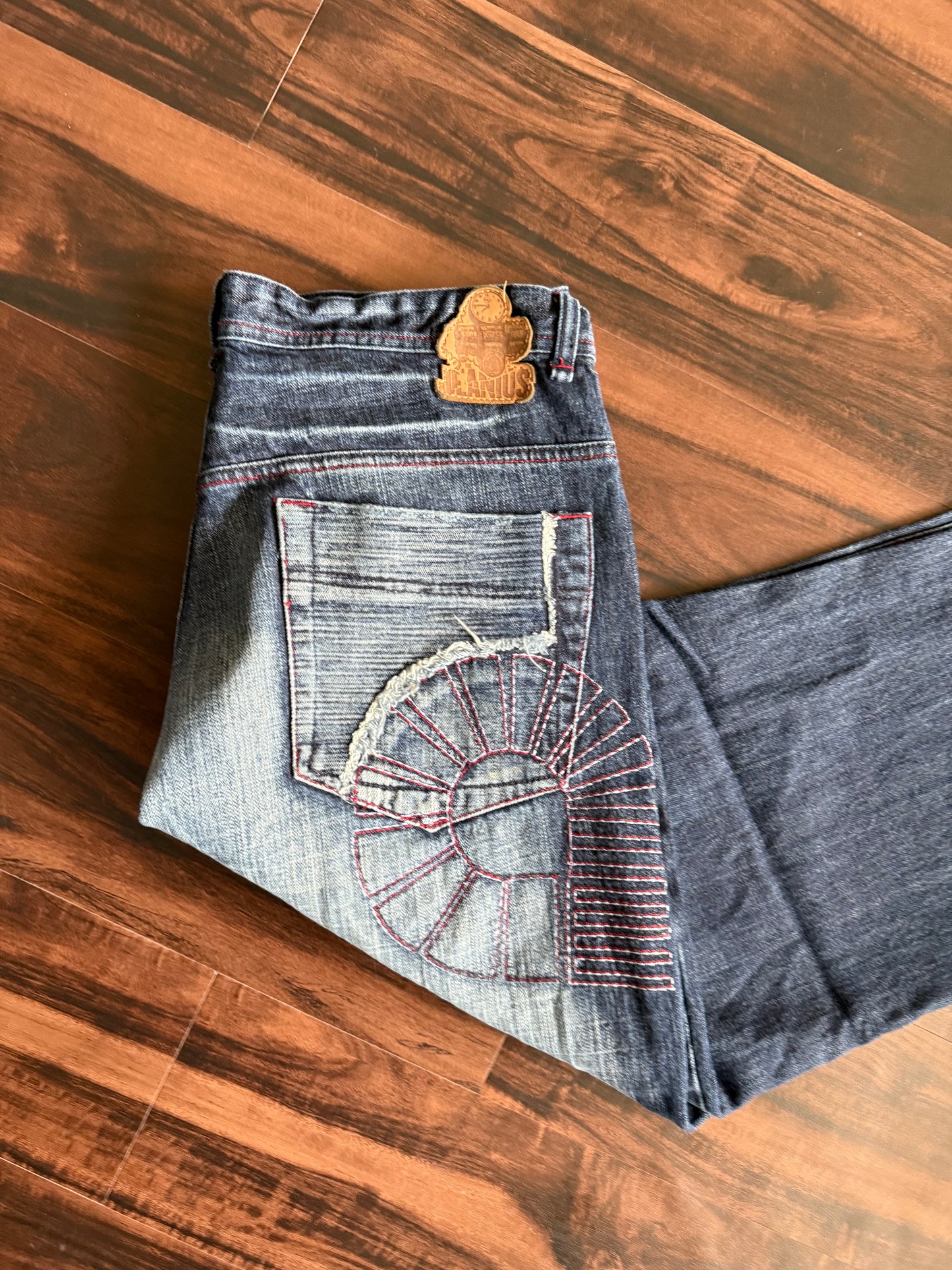 Vintage Y2K Akademiks Dark Wash Big Logo Denim Jeans- 36x35