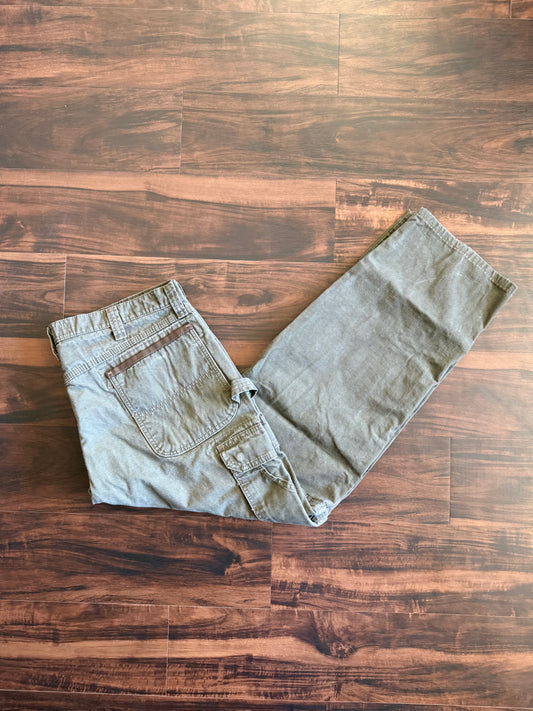 Vintage Wrangler Riggs Olive Green Workwear Pants 38x31