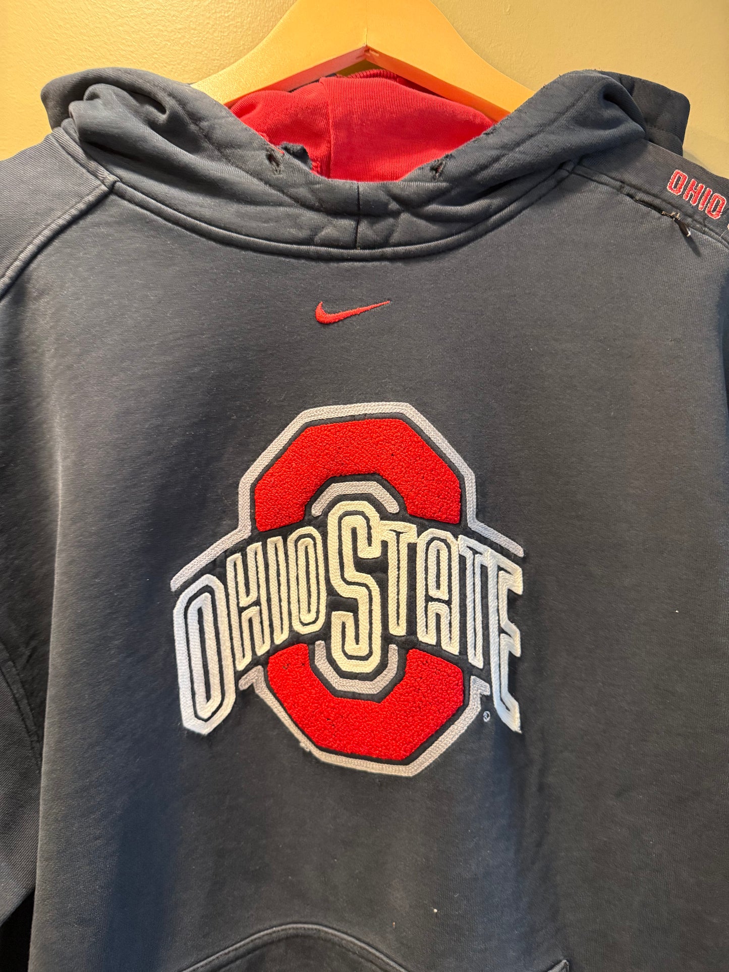 Vintage Nike Ohio State University Center Swoosh Black Hoodie Sweatshirt- XL