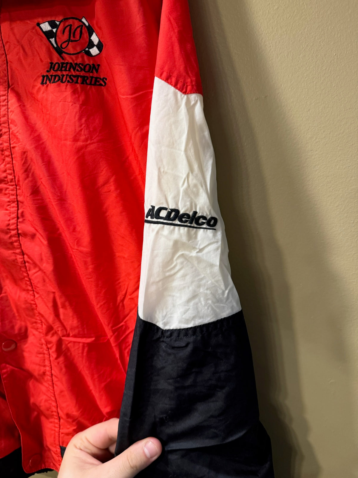 Vintage Reebok Johnson Industries Racing Zip and Button Windbreaker Jacket - XL
