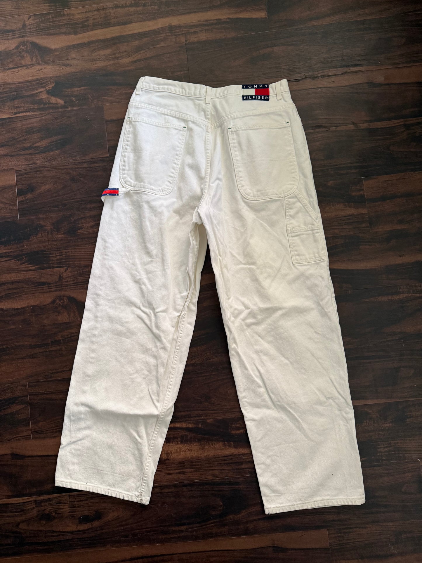 Vintage Tommy Hilfiger White Denim Carpenter Jeans- 34x33
