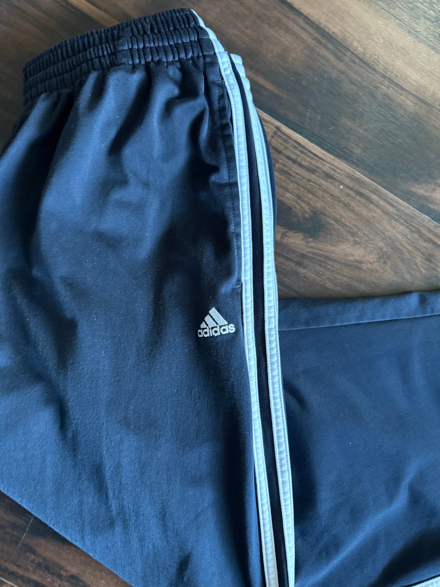 Vintage Adidas Black Striped Athletic Track Pants- 34x29