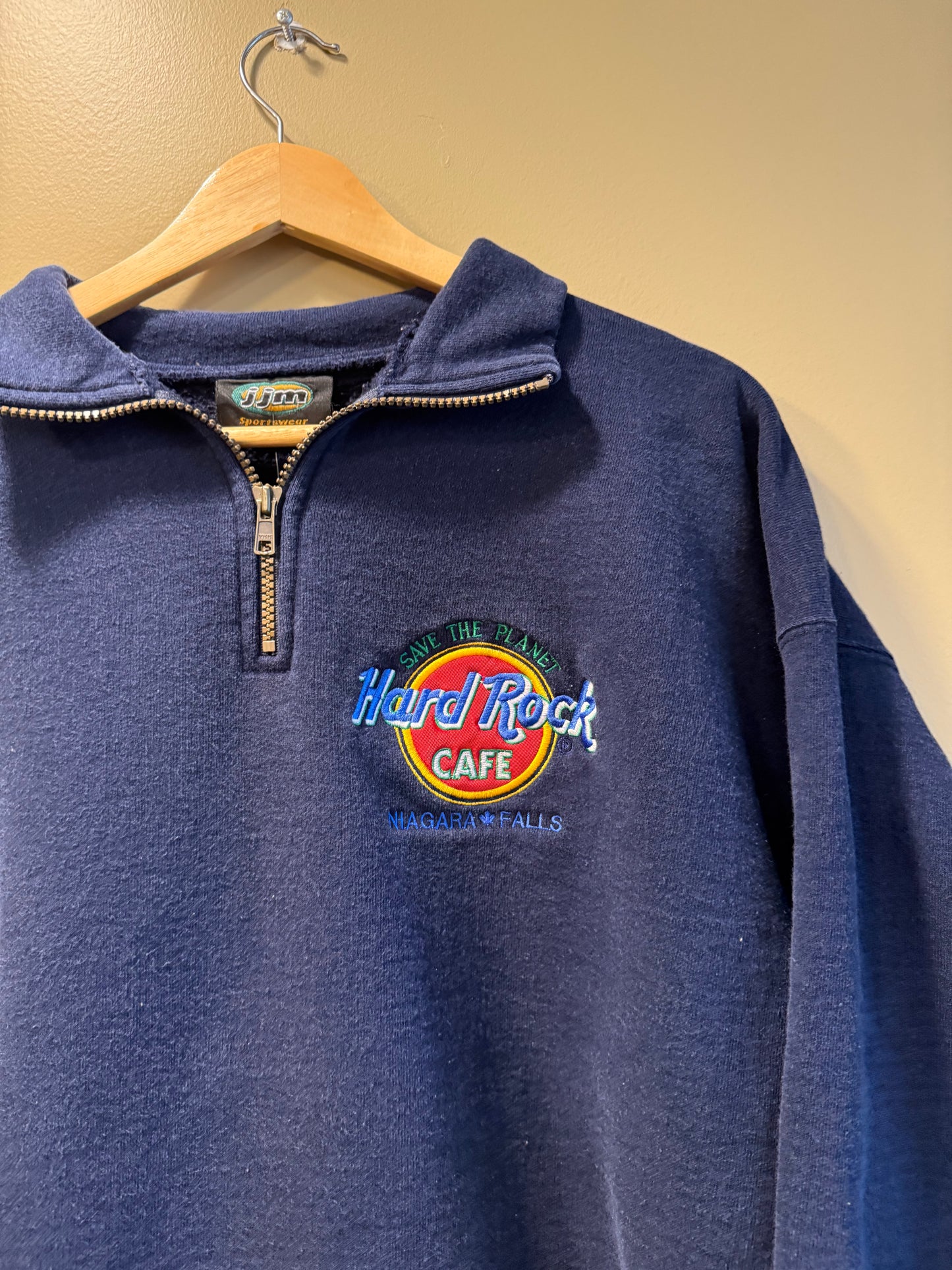 Vintage Hard Rock Cafe Niagara Falls Collared Quarter-Zip Sweatshirt- XXL