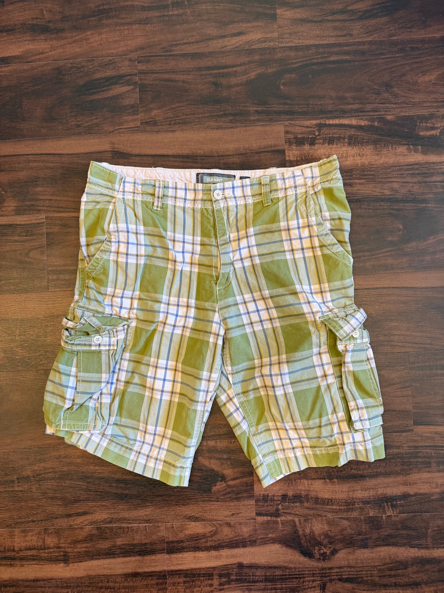 Vintage Old Navy Green Checkered Shorts- 38