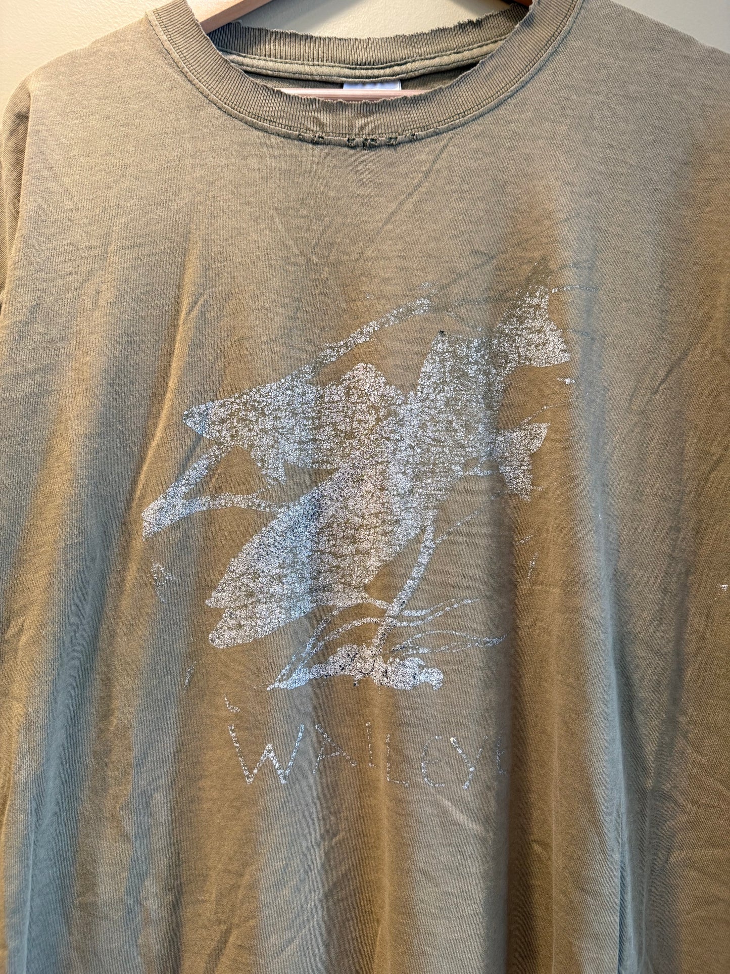 Vintage Walleye Olive Green Faded Graphic Distressed T-Shirt- XXL