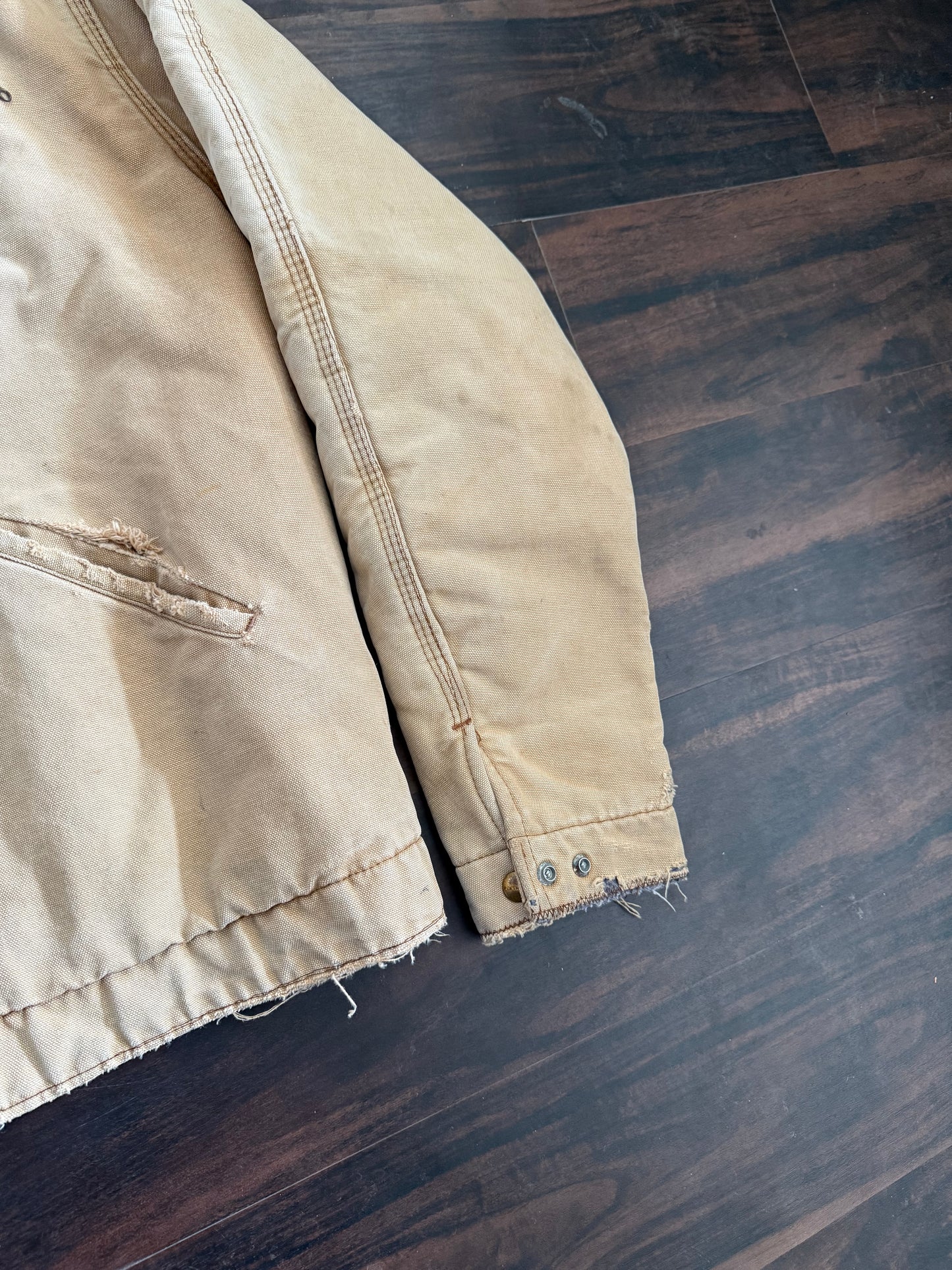 Vintage 1970s Carhartt 6BLJ Tan Detroit Jacket- L
