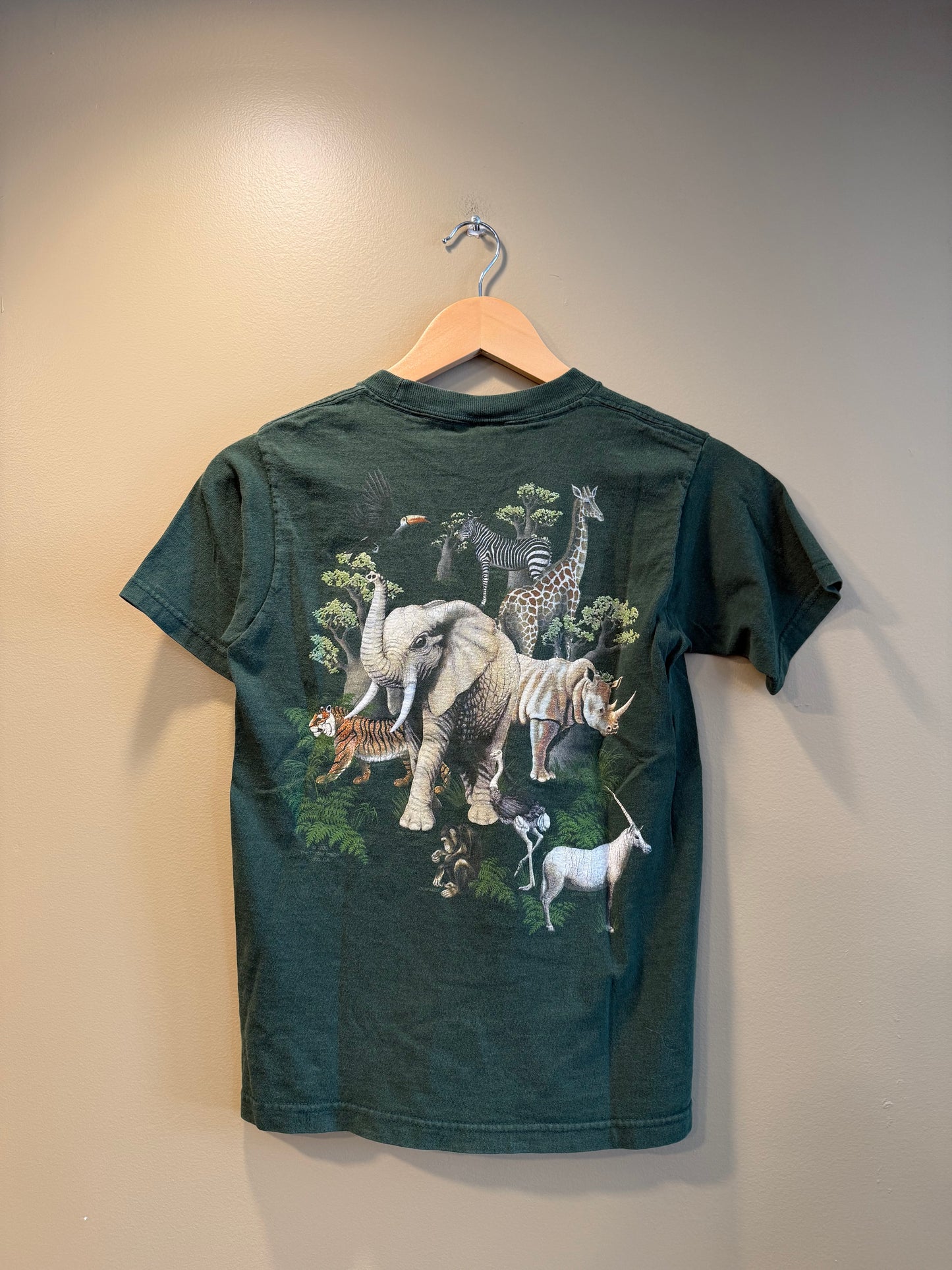 Vintage Nature Animals Green All Over Print Baby Tee T-Shirt- S