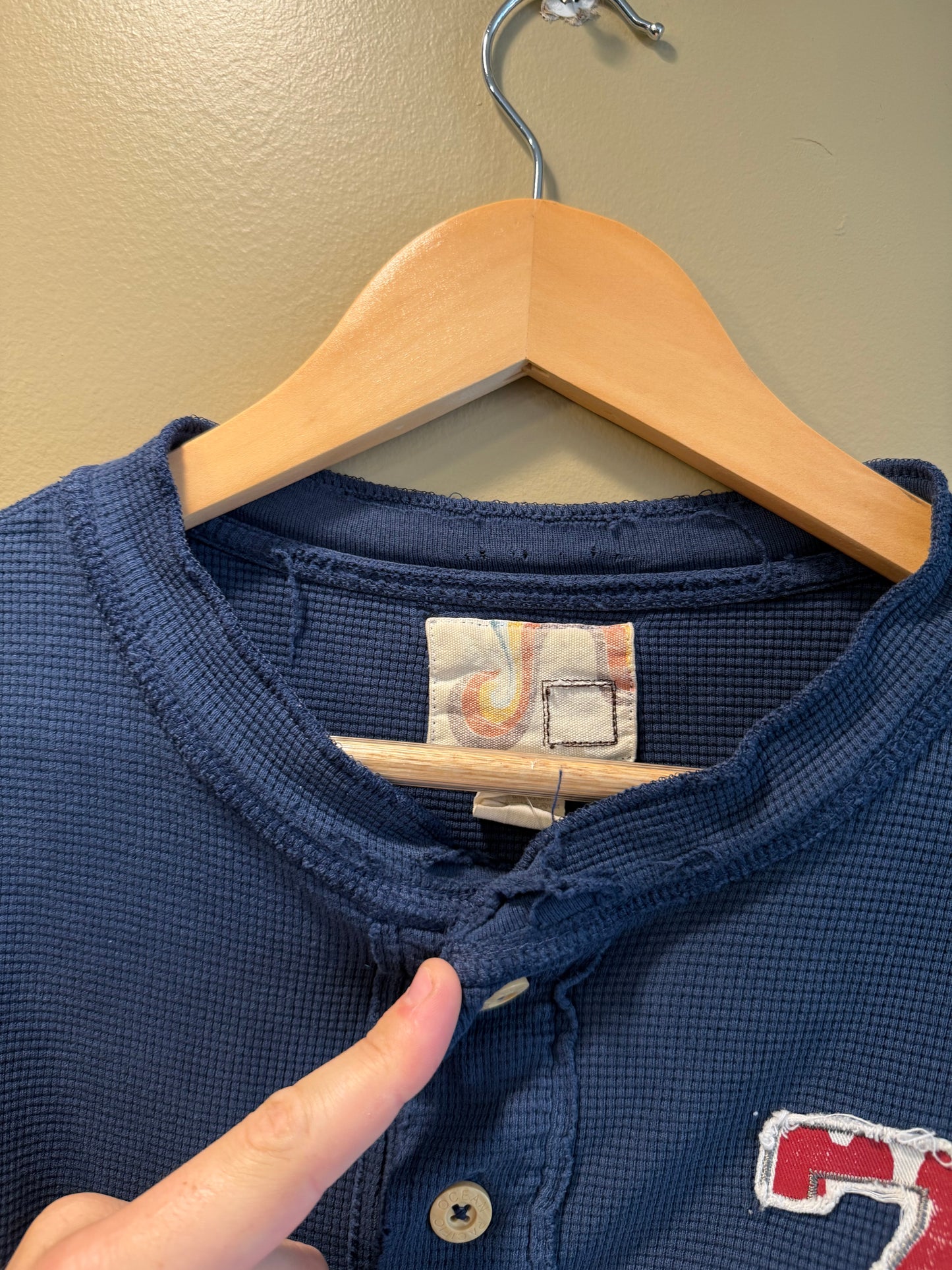 Vintage Ocean Pacific Navy Blue Thermal T-Shirt- M